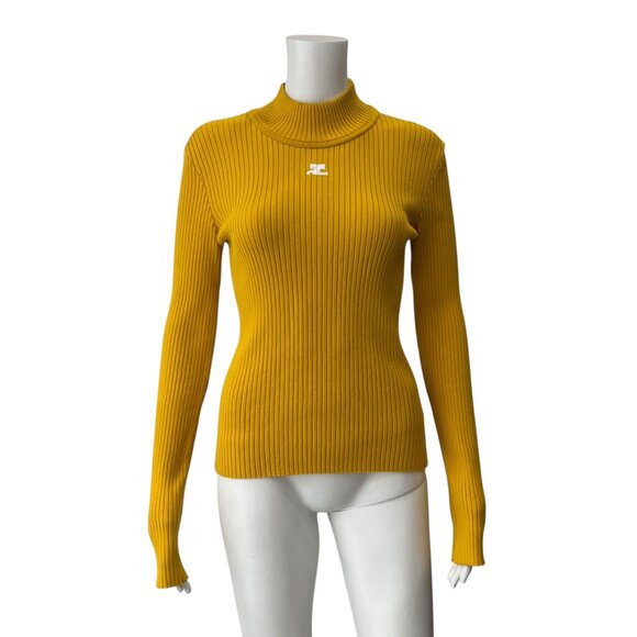 $550 Courreges Ribbed Knit Mock Neck Jumper Sweater size 3/Large - Picture 3 of 9